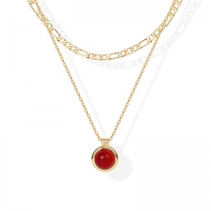 Muince Sraithe Harmony Órga Hongde 1-----Necklaces Sraithaithe Óirphlátáilte 14K do Mhná siogairlín Gemstone Muince Slabhra Figaro Carnelian, Green Aventurine, Muince Sraitheanna Malachite