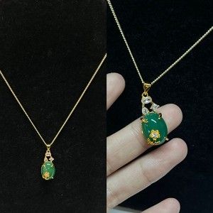 Muince pendant ubhchruthach glas opulent glas le haicinn zircon bán, ór-Suíomh plátáilte, mná galánta\\jewelry \'s jewelry